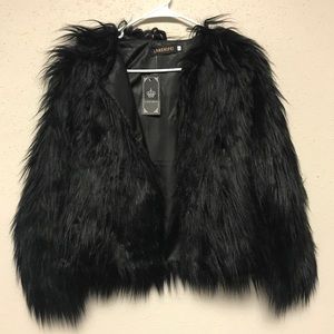 Black furry jacket
